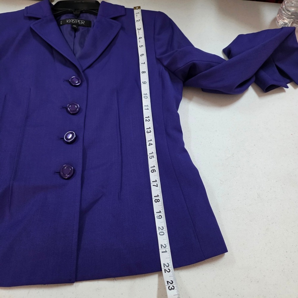 Kasper Petite Womens Purple 4-Button Pintuck Pleated Lined Blazer Jacket 6P - Picture 9 of 12